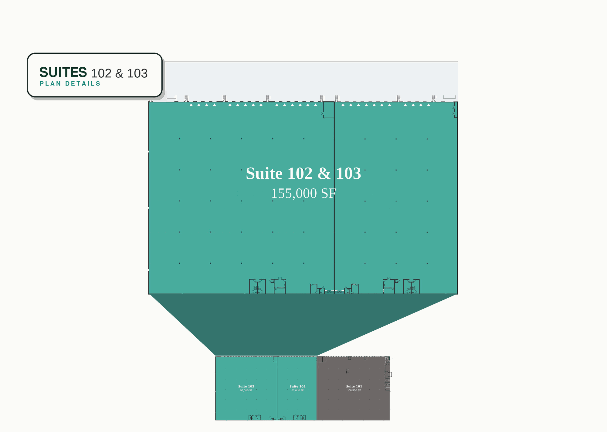 Floor plan for Suites 102 and 103