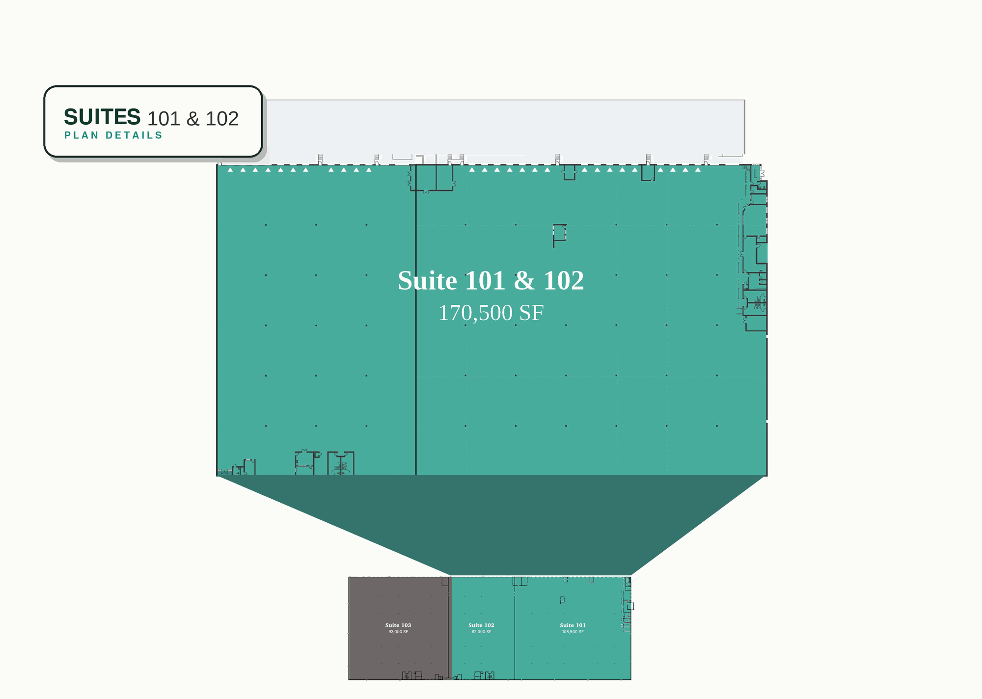 Floor plan for Suites 101 and 102